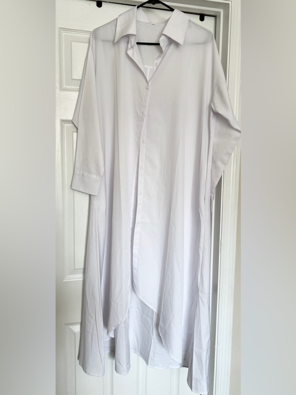 Ladies White Long Sleeve Button-Up ShirtDress - Sz L